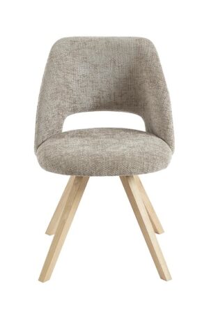 Lot de 2 chaises en tissu et bois d'hévéa - Taupe - VESIANI