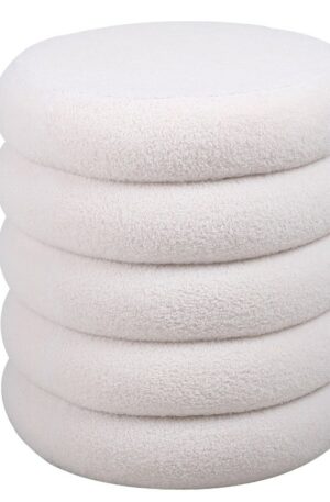 Pouf en tissu bouclette blanc ECAMBI