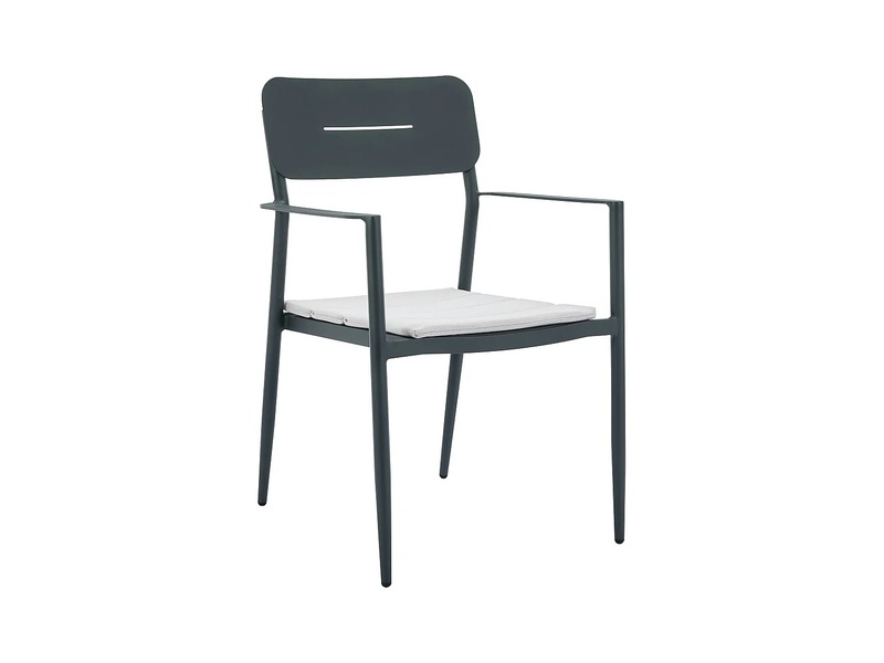 Fauteuil de jardin empilable en aluminium avec coussin blanc - Anthracite