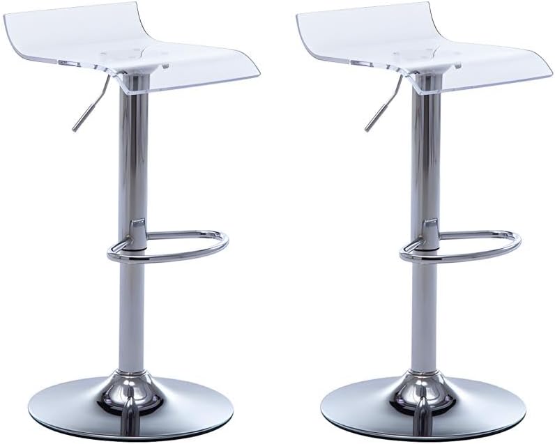 Lot de 2 tabourets de bar OLIVER - Acrylique - Transparent