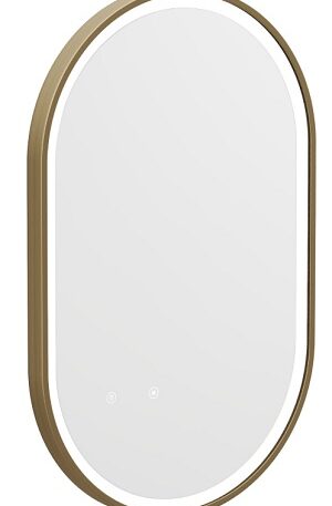 Miroir de salle de bain lumineux ovale anti buée avec contour doré