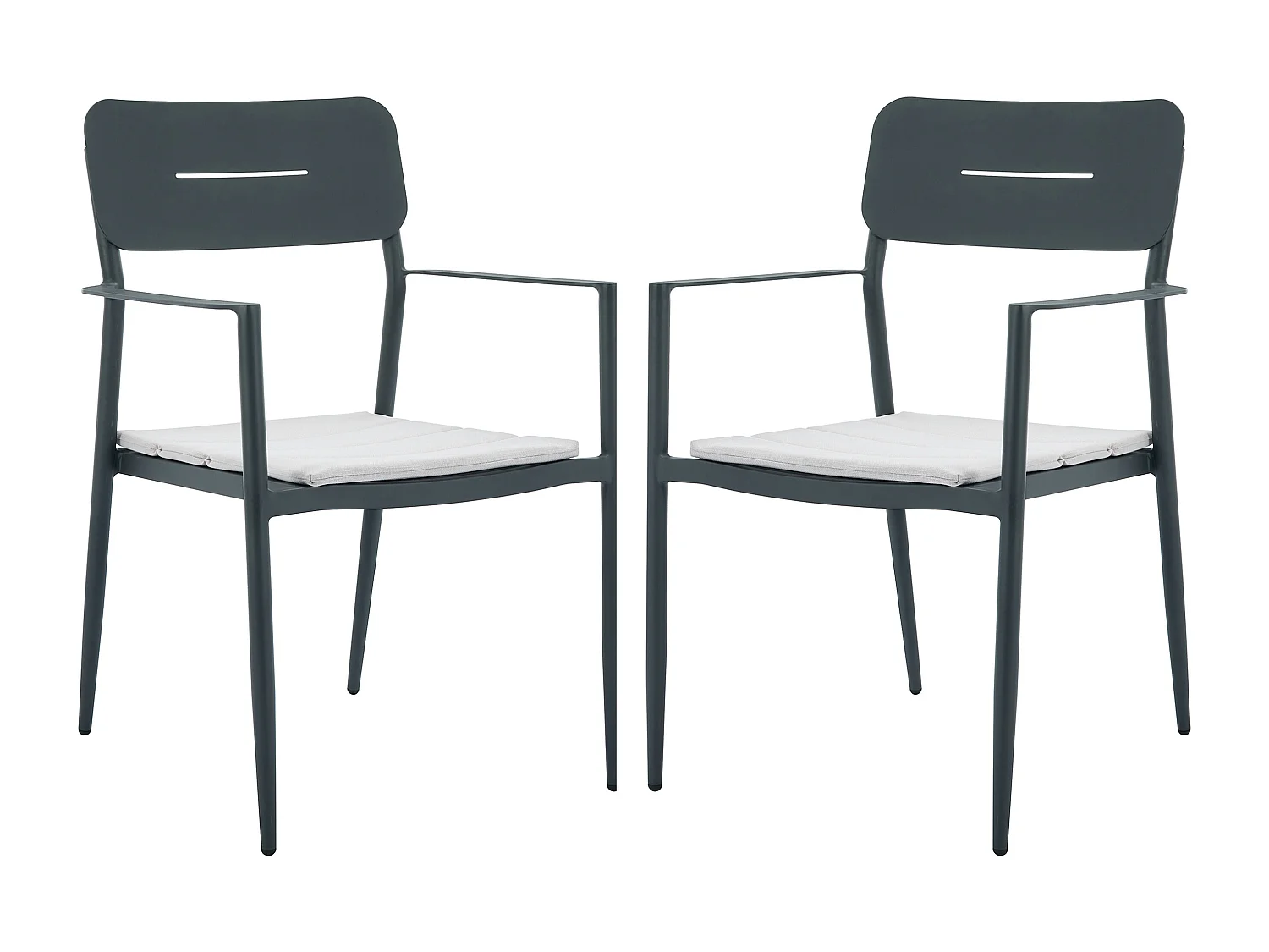 Fauteuil de jardin empilable en aluminium avec coussin blanc - Anthracite – Image 3