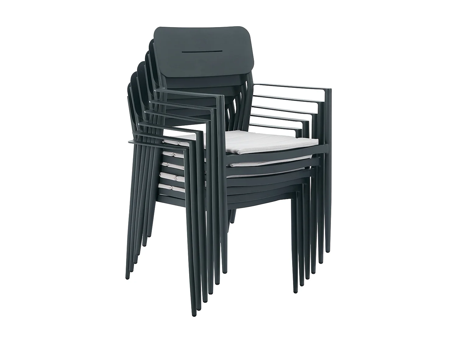 Fauteuil de jardin empilable en aluminium avec coussin blanc - Anthracite – Image 2