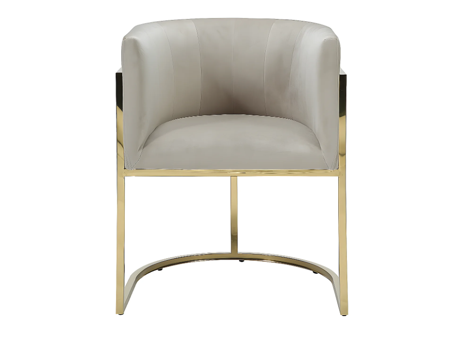 Chaise avec accoudoirs - Velours et acier inoxydable - Beige et doré - PERIA de Pascal MORABITO – Image 5
