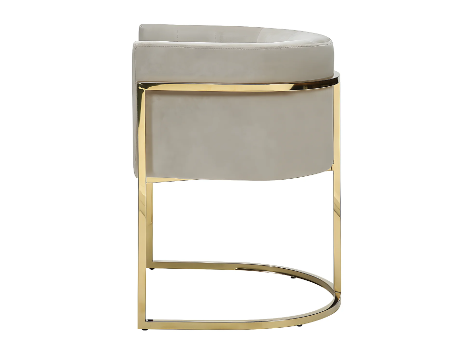 Chaise avec accoudoirs - Velours et acier inoxydable - Beige et doré - PERIA de Pascal MORABITO – Image 4