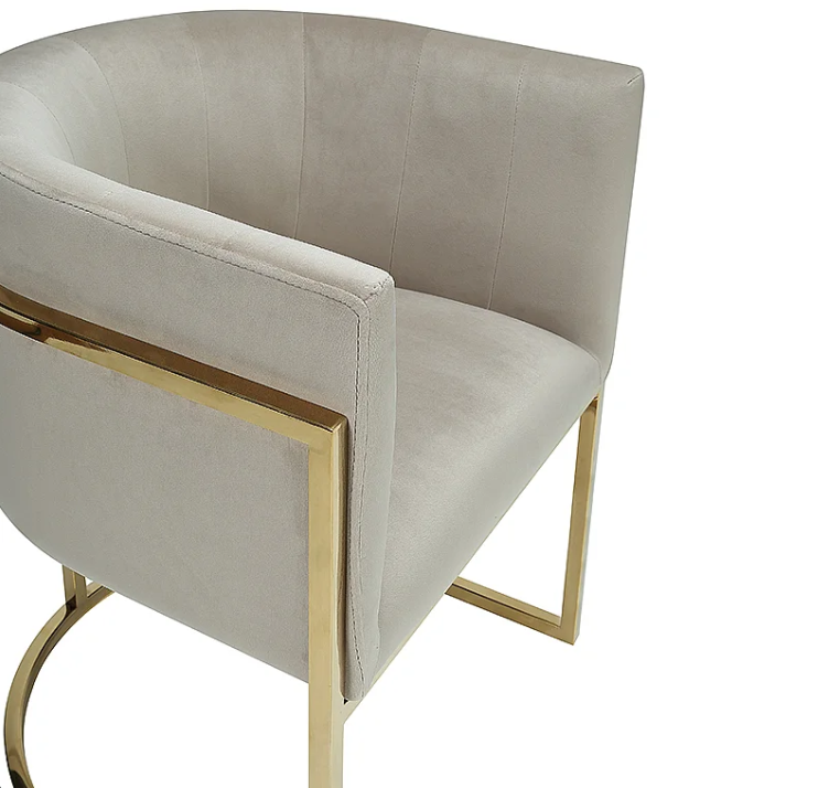 Chaise avec accoudoirs - Velours et acier inoxydable - Beige et doré - PERIA de Pascal MORABITO – Image 3