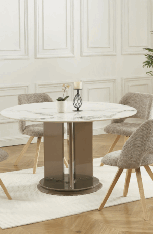 Lot de 2 chaises en tissu et bois d'hévéa - Taupe - VESIANI