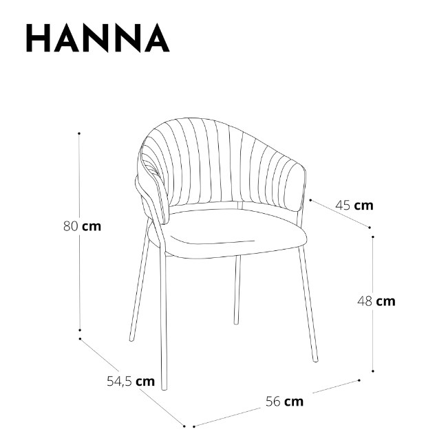 Chaises HANNA Velours pieds noirs