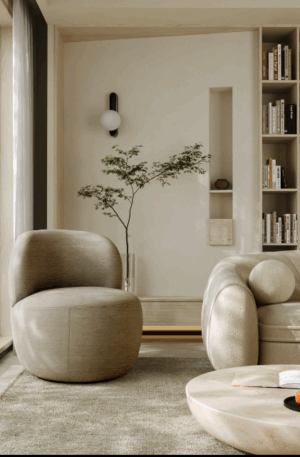 Fauteuil pivotant EDEN Tissu tramé toucher doux Taupe