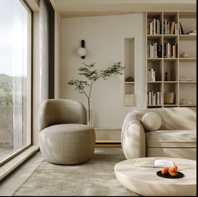 Fauteuil pivotant EDEN Tissu tramé toucher doux Taupe