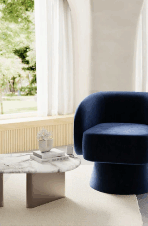 Fauteuil pivotant ORSON Velours Bleu paon SIA HOME