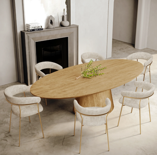 Chaises Lily velours tramé crème pieds dorés