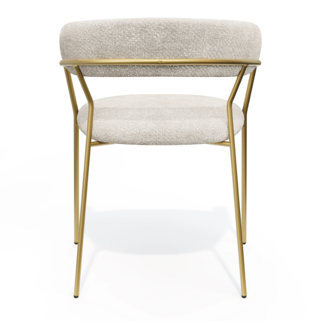 Chaises Lily velours tramé crème pieds dorés