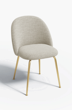 Chaises Ella Tissu Tramé toucher doux Beige Pieds Or chrome