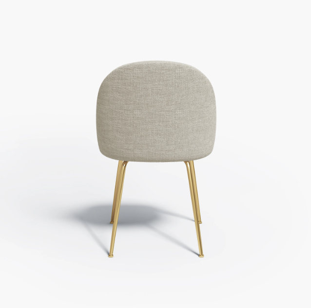 Chaises Ella Tissu Tramé toucher doux Beige Pieds Or chrome