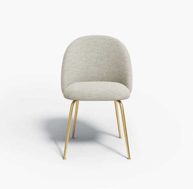 Chaises Ella Tissu Tramé toucher doux Beige Pieds Or chrome