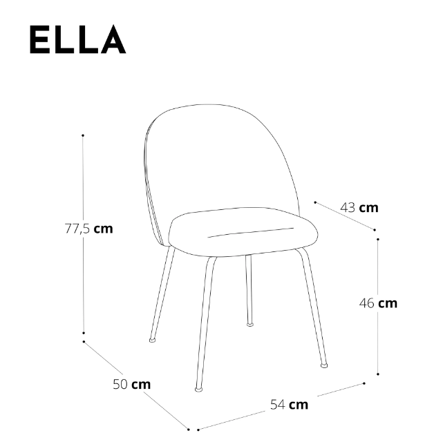 Chaises Ella Tissu Tramé toucher doux Beige Pieds Or chrome