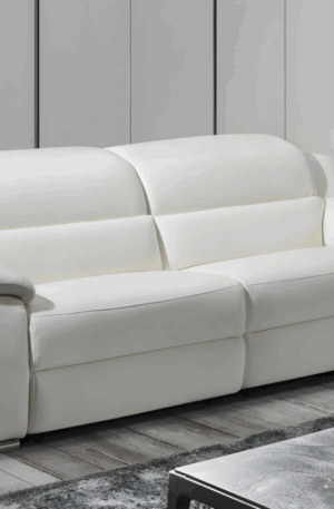 Canapé 3 places relax électrique en cuir blanc ARENA III