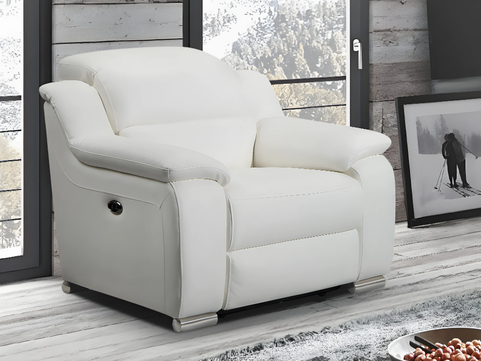 Fauteuil relaxant électrique en cuir blanc