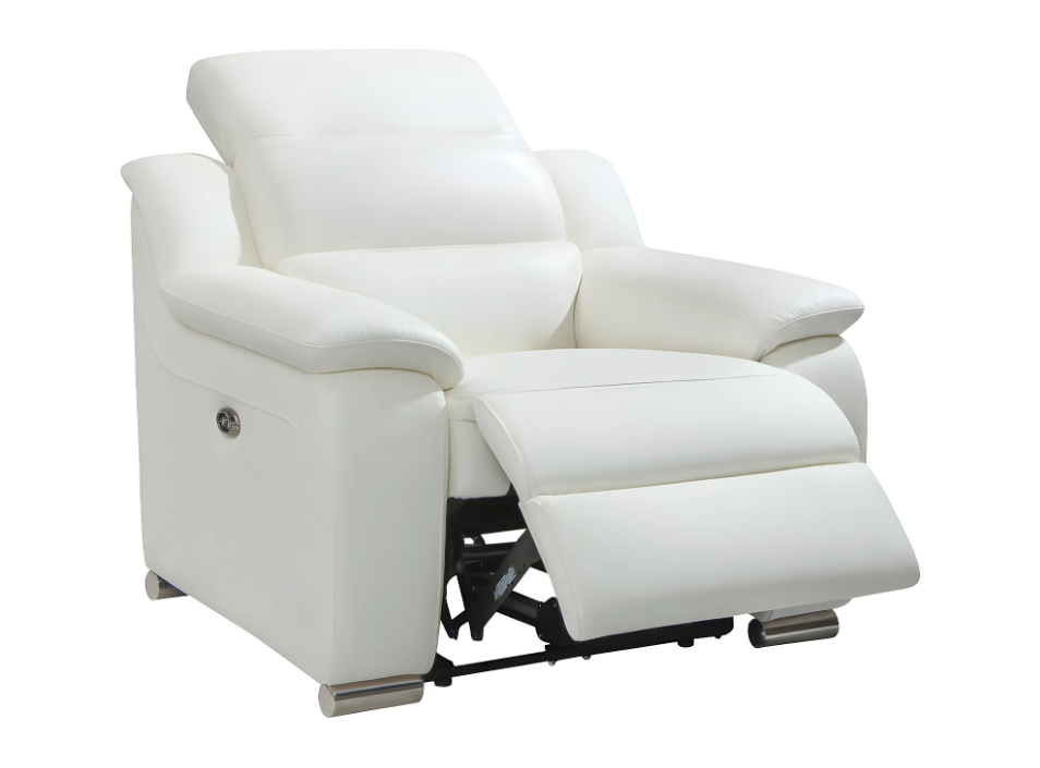 Fauteuil relaxant électrique en cuir blanc