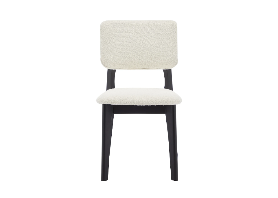 Chaises en tissu bouclette et bois d'hévéa - Blanc et Noir