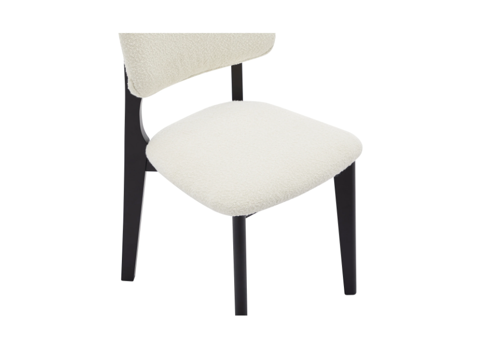 Chaises en tissu bouclette et bois d'hévéa - Blanc et Noir