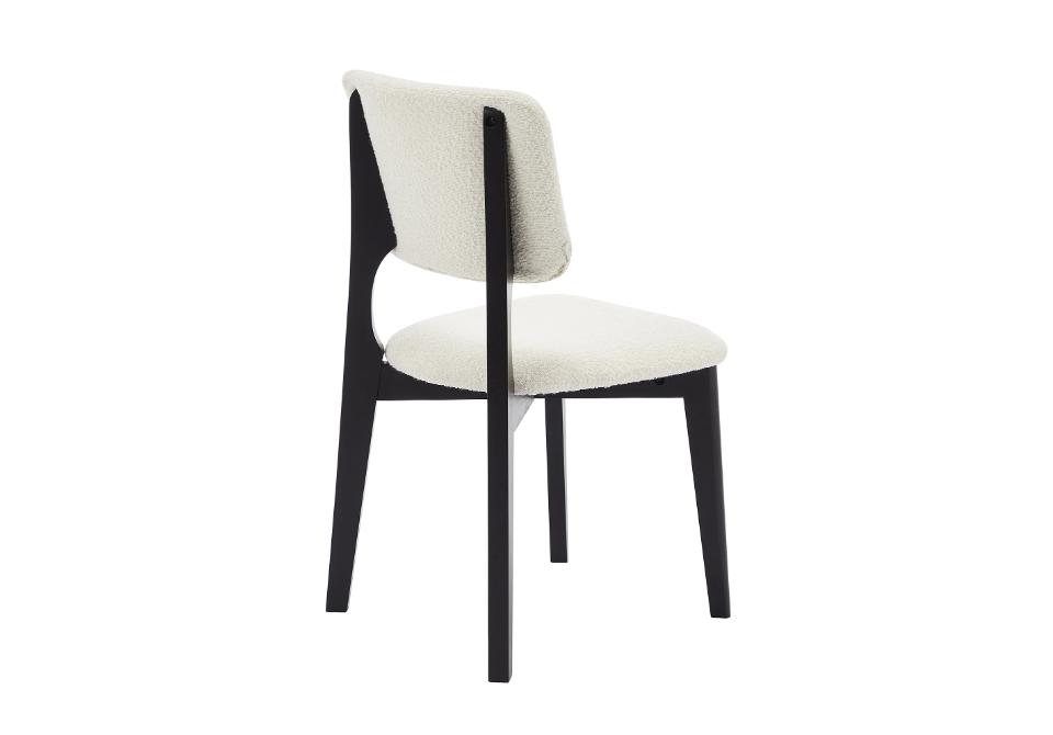 Chaises en tissu bouclette et bois d'hévéa - Blanc et Noir