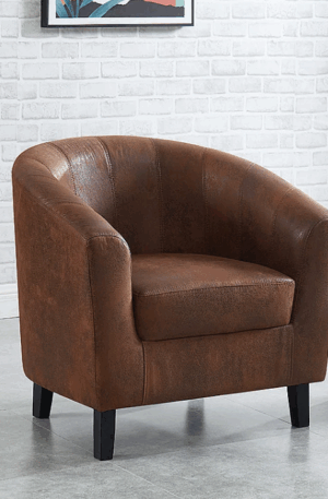 Fauteuil cabriolet en microfibre vieillie marron CRISTOBAL