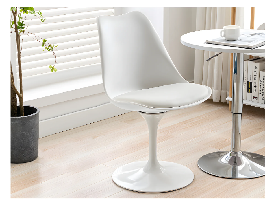 Chaises pivotantes en polypropylène, tissu et acier - Blanc - XAFY