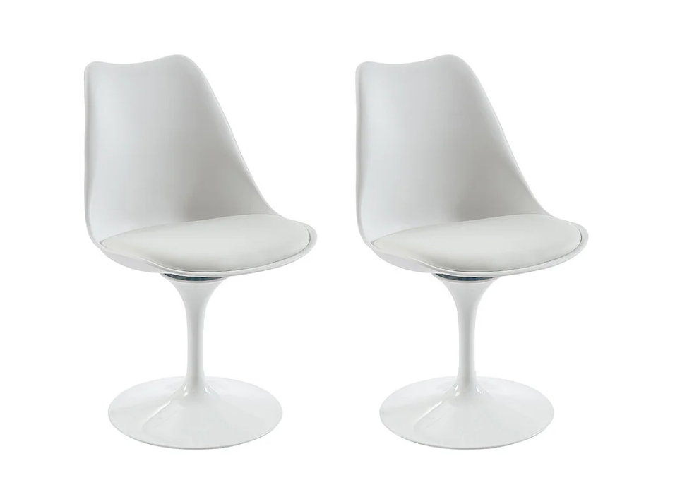 Chaises pivotantes en polypropylène, tissu et acier - Blanc - XAFY – Image 5