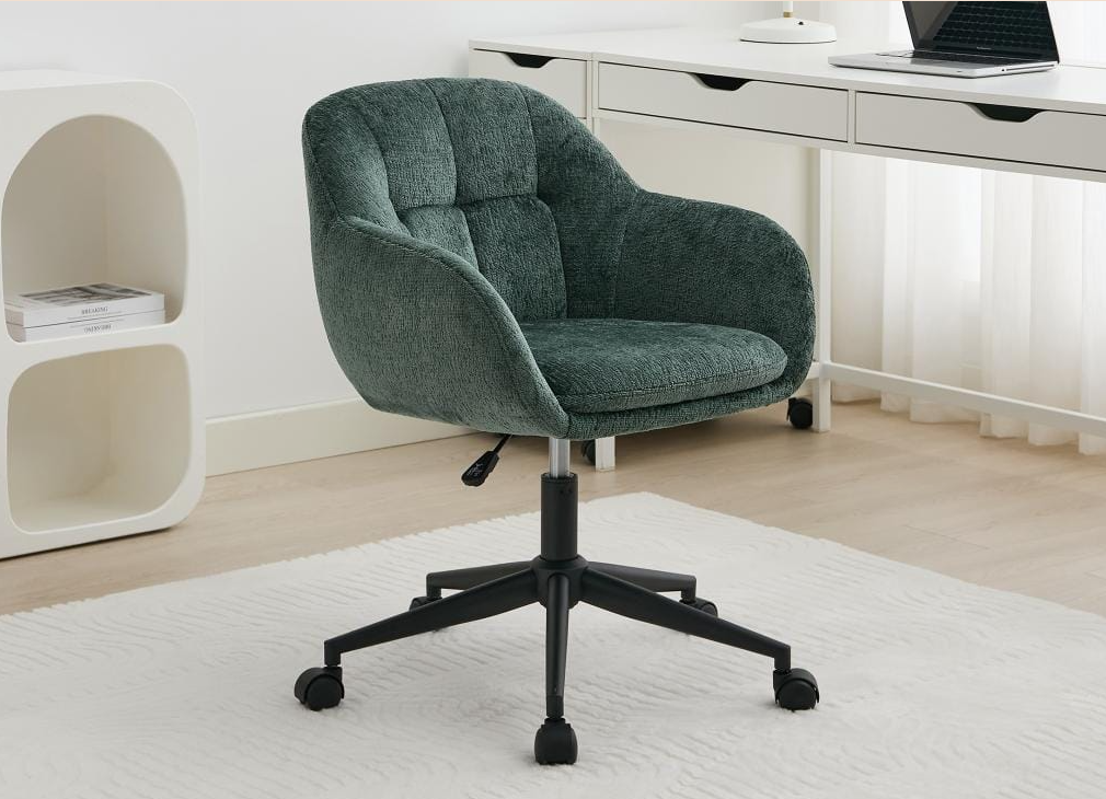 Chaise de bureau en Tissu texturé vert sapin
