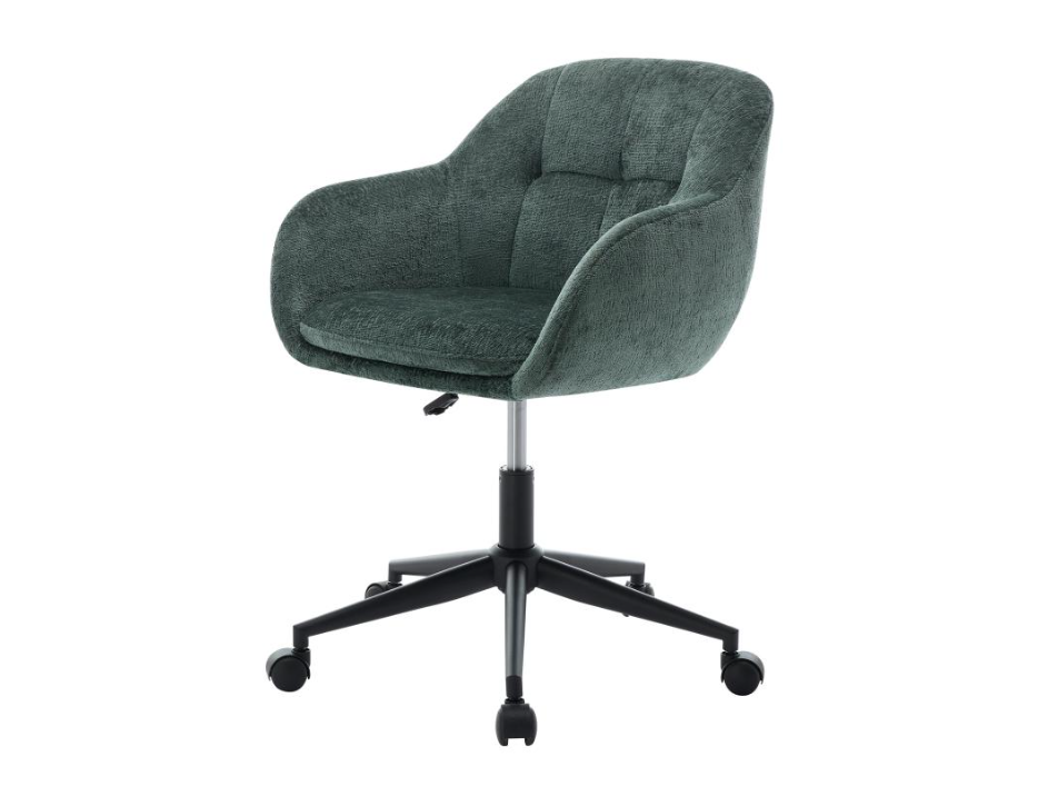 Chaise de bureau en Tissu texturé Vert sapin - Hauteur réglable - LASSANDRA – Image 3