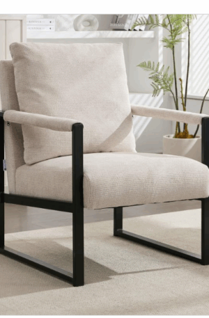 Fauteuil en tissu texturé beige