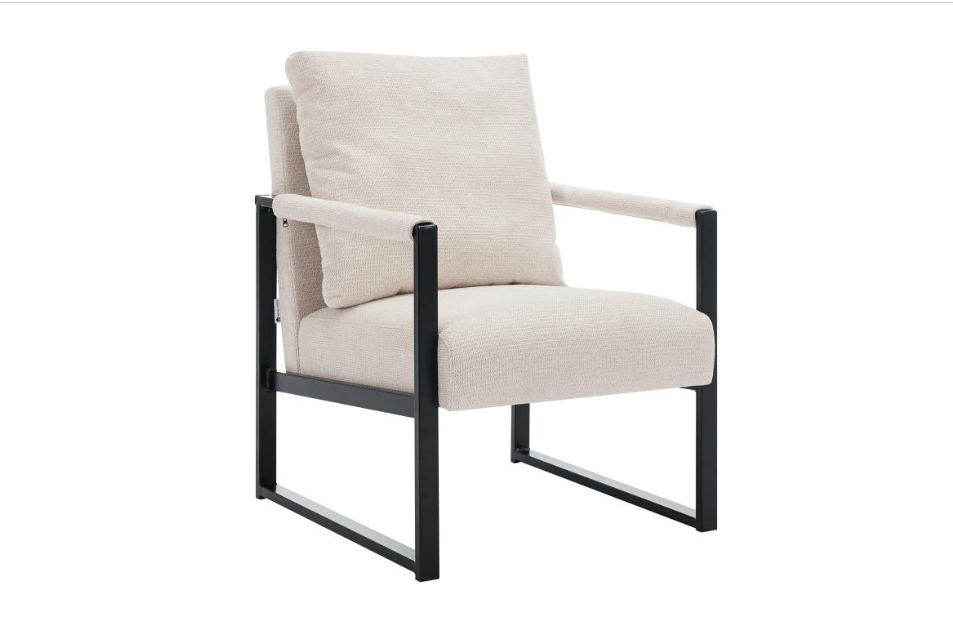 Fauteuil en tissu texturé beige