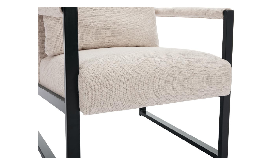 Fauteuil en tissu texturé beige