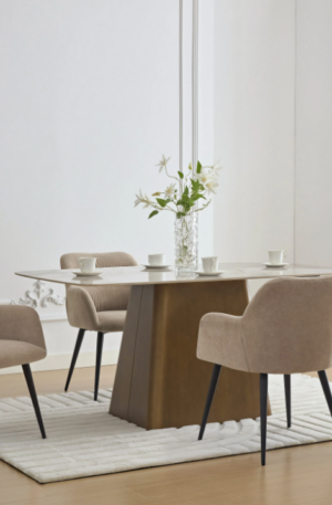 Lot de 2 chaises avec accoudoirs en tissu et métal noir - Beige- HEKA