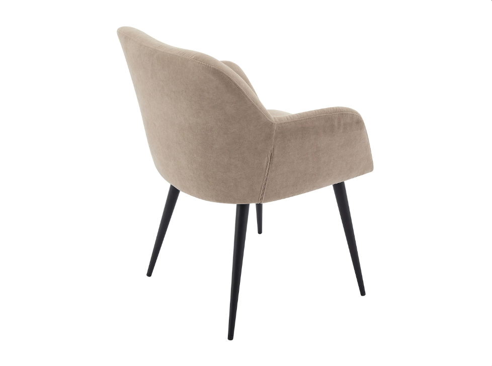 Lot de 2 chaises avec accoudoirs en tissu et métal noir - Beige- HEKA – Image 4