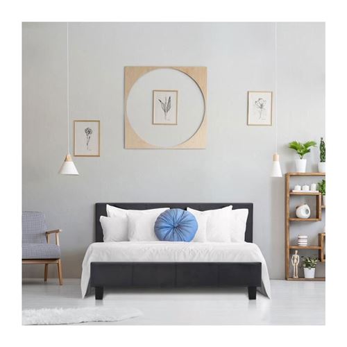 Lits avec Sommiers 160X200 en simili noir – Image 3