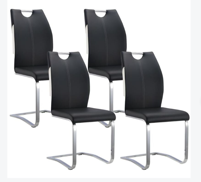 Lot de 4 Chaises WINCH - Simili Noir & Blanc
