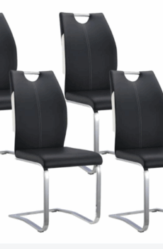 Lot de 4 Chaises WINCH - Simili Noir & Blanc