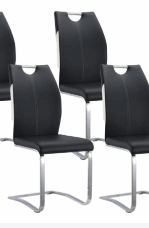 Lot de 4 Chaises WINCH - Simili Noir & Blanc