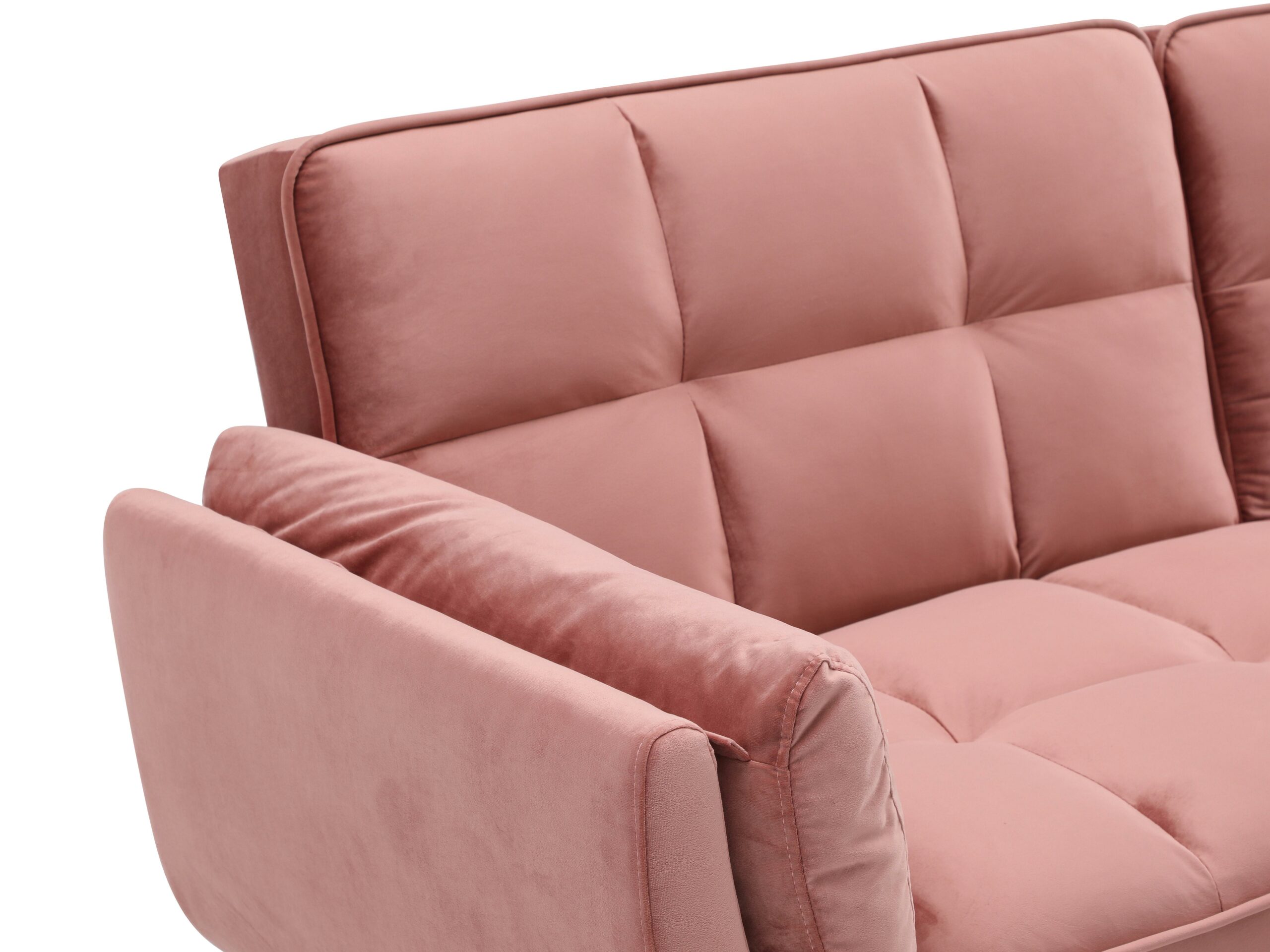 Canapé 3 places convertible clic-clac en velours rose GULCAN – Image 6