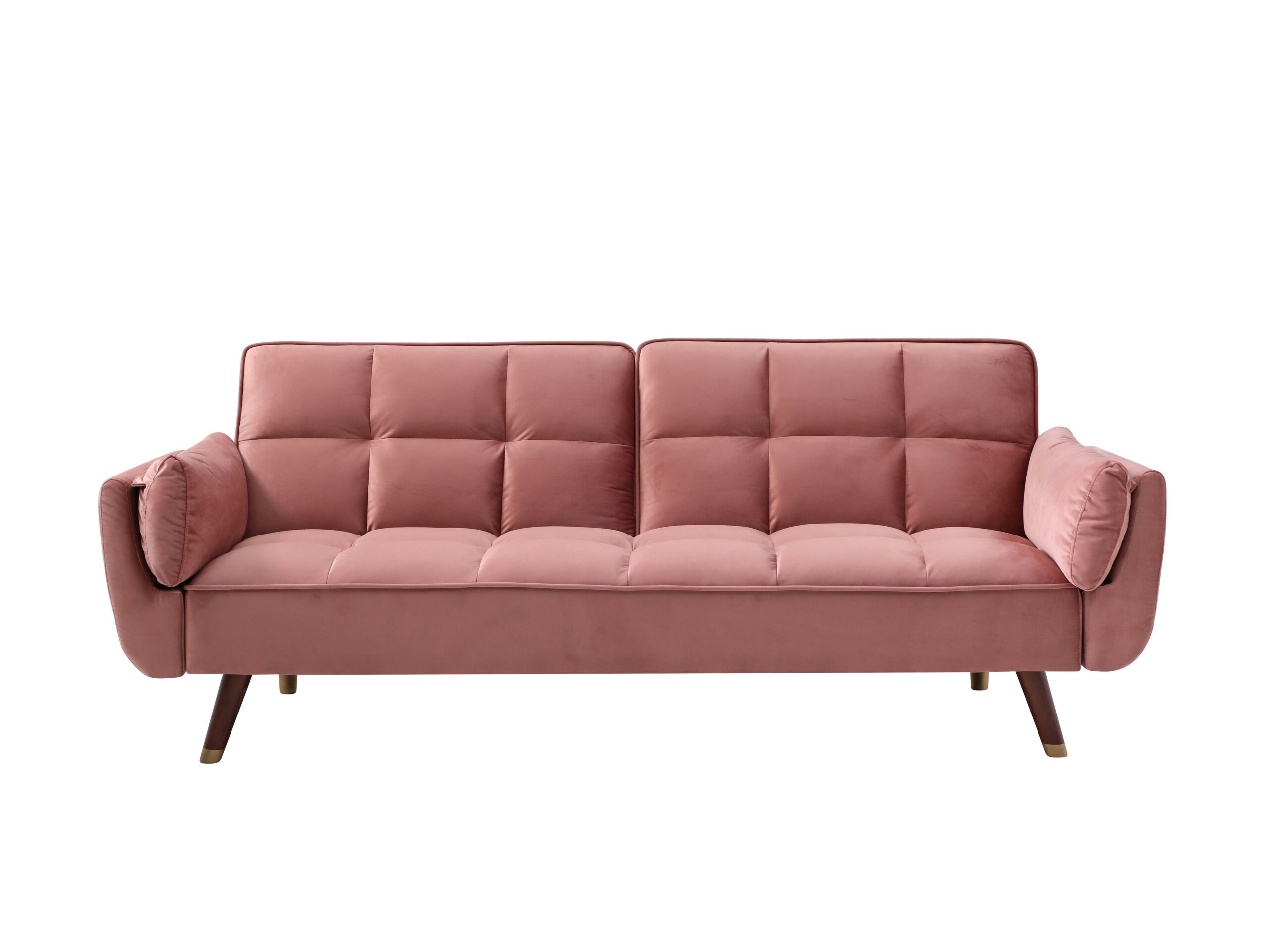 Canapé 3 places convertible clic-clac en velours rose GULCAN – Image 2