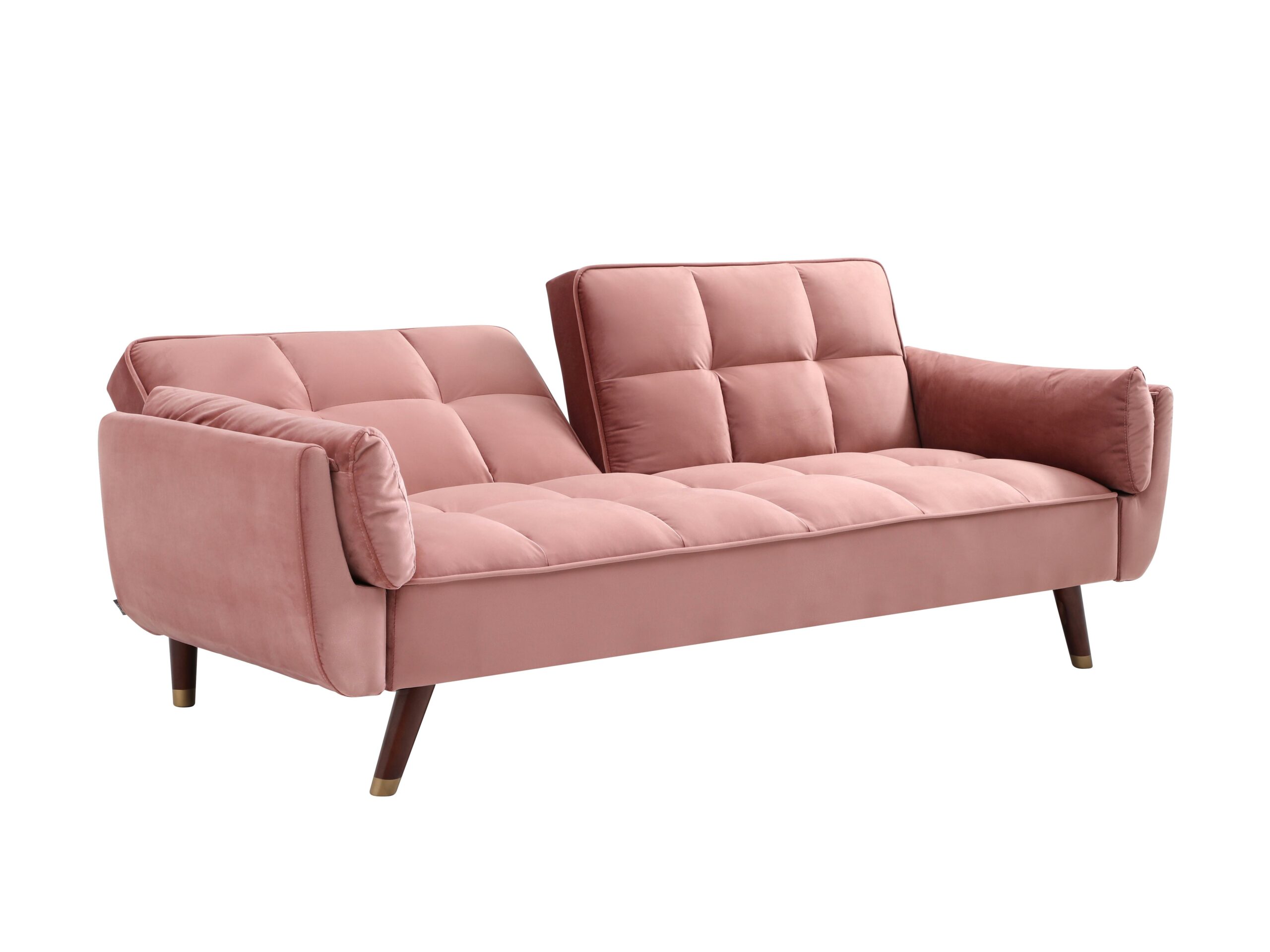 Canapé 3 places convertible clic-clac en velours rose GULCAN – Image 4