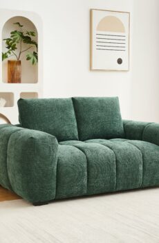 Canapé 2 places en tissu texturé vert BERENIA