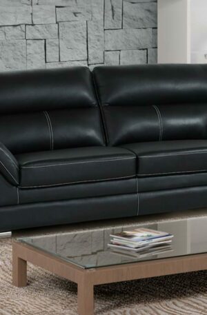 Canapé 3 places en cuir de buffle MONIKA - Noir.