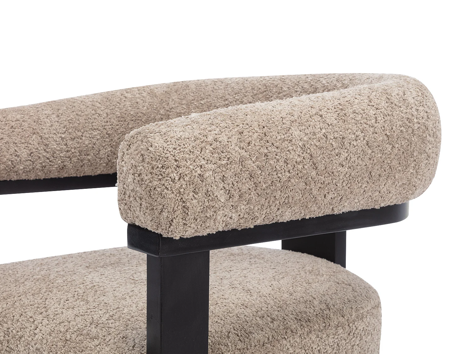 Chaise avec accoudoirs en tissu bouclette et bois d'hévéa – Image 6