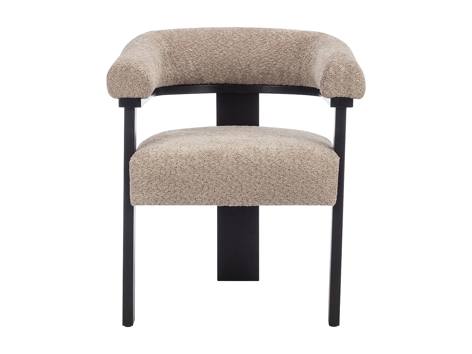 Chaise avec accoudoirs en tissu bouclette et bois d'hévéa – Image 5