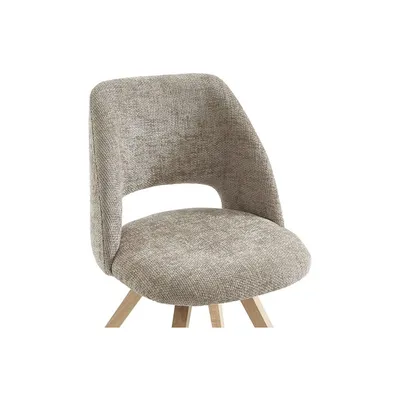 Lot de 2 chaises en tissu et bois d'hévéa - Taupe - VESIANI – Image 4