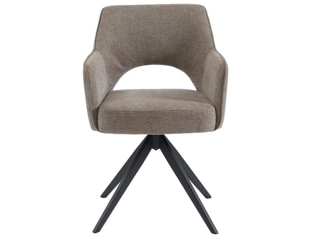 Chaise pivotante avec accoudoirs en tissu et métal noir - Taupe - KONYA – Image 2
